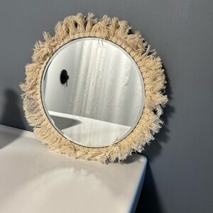 Bullseye Playground Fringe Mirror Adorable Wall Hanging Target Cream Boho